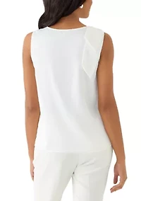 Women's V-Neck Bow DEtail Sleeveless Blouse