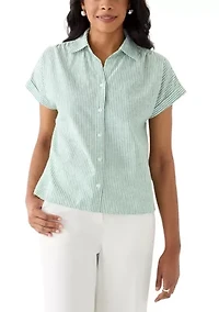 Women's Stripe Linen Button Front Shirt