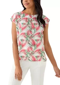 Women's Leaf Print Drop Shoulder Blouse
