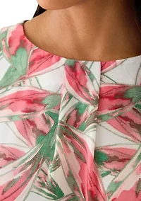 Women's Leaf Print Drop Shoulder Blouse