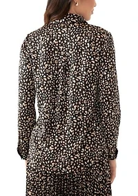 Women's Animal Print Button Up Blouse