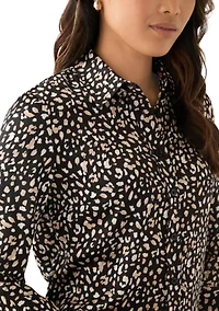 Women's Animal Print Button Up Blouse