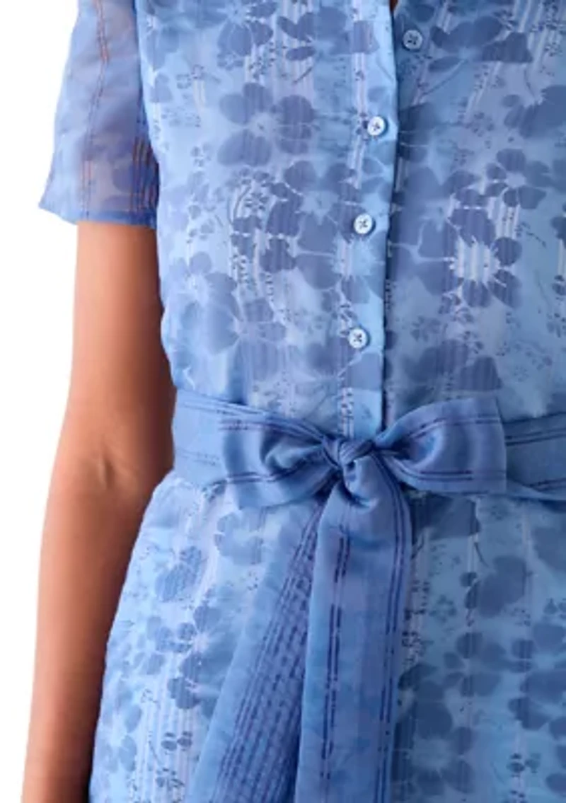 Women's Puff Sleeve Midi Shirt Dress