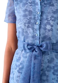 Women's Puff Sleeve Midi Shirt Dress