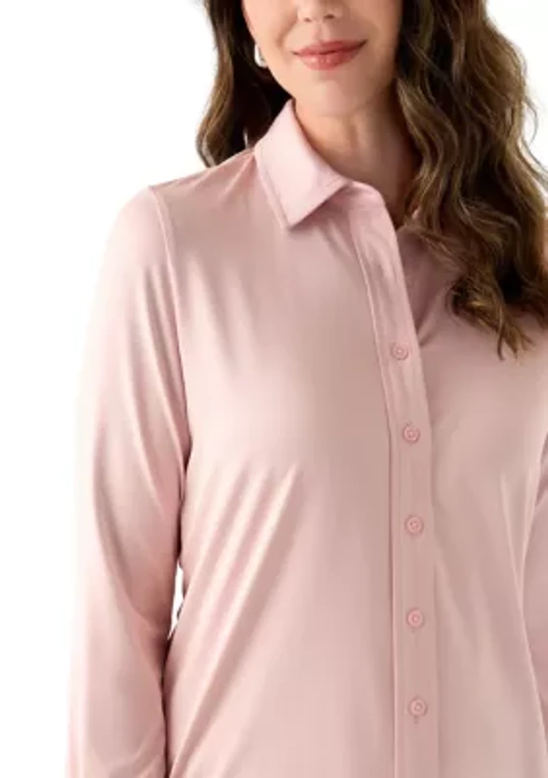 Women's Long Sleeve Button Down Knit Shirt