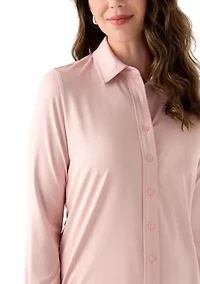 Women's Long Sleeve Button Down Knit Shirt