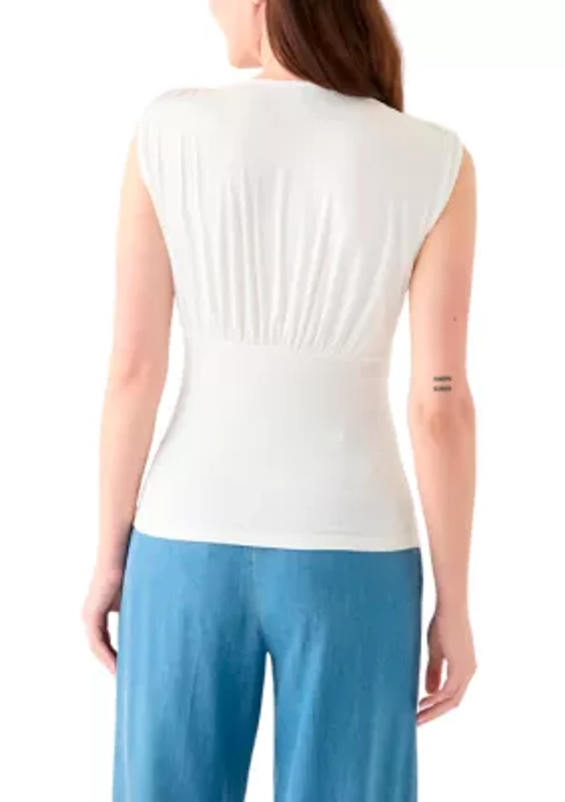 Petite Sleeveless Shirred Empire Top