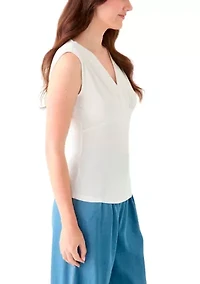 Petite Sleeveless Shirred Empire Top