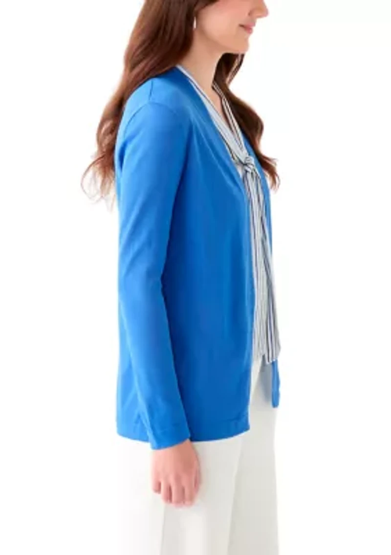 Petite Long Sleeve Open Front Cardigan