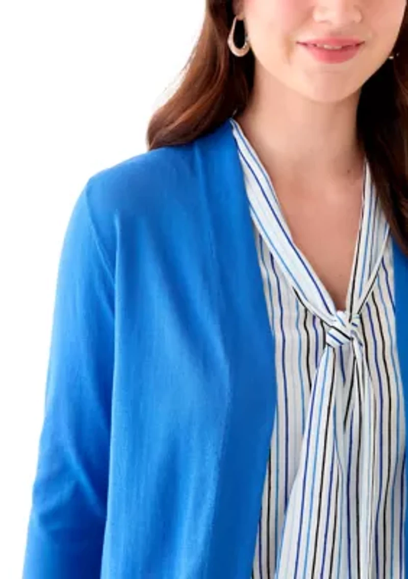 Petite Long Sleeve Open Front Cardigan