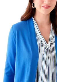 Petite Long Sleeve Open Front Cardigan
