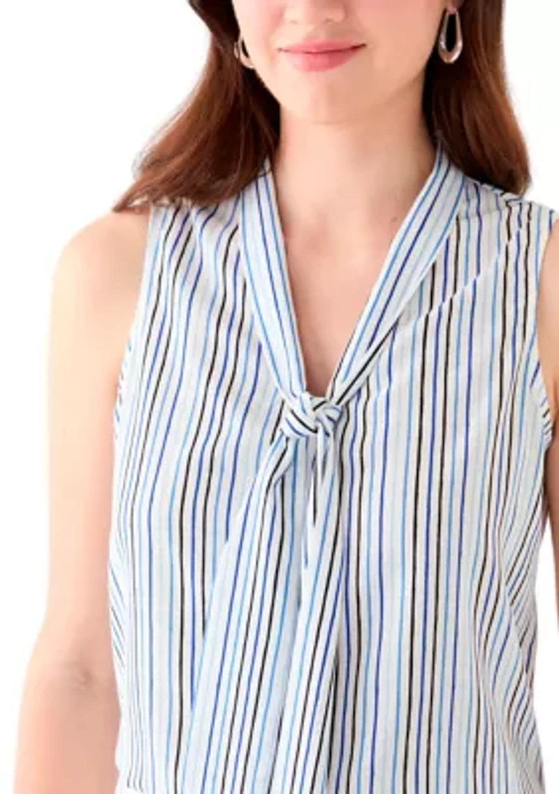 Women's Printed Tie Neck Blouse