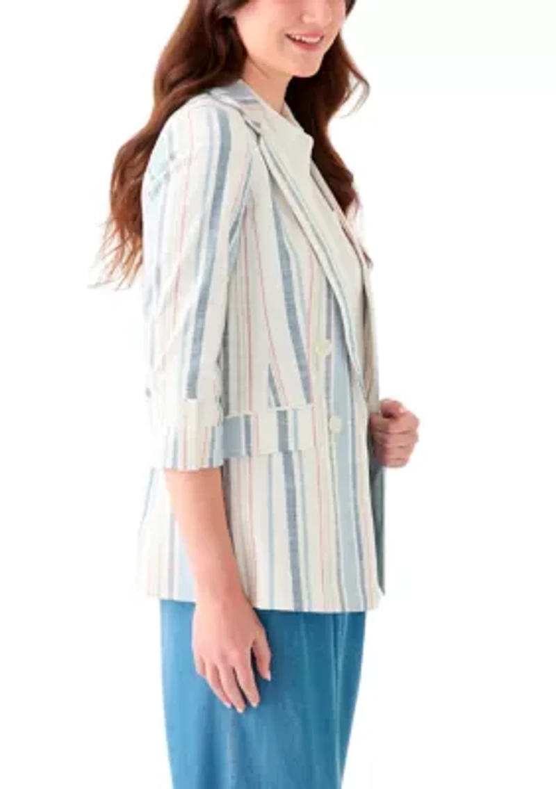 Petite Four Button Notch Faux Double-Breasted Jacket
