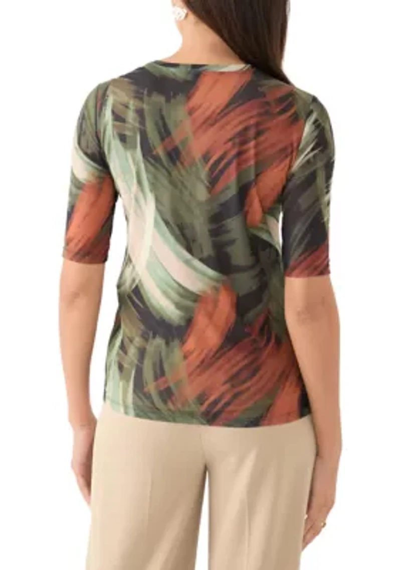 Women's Elbow Sleeve Printed T-Shirt