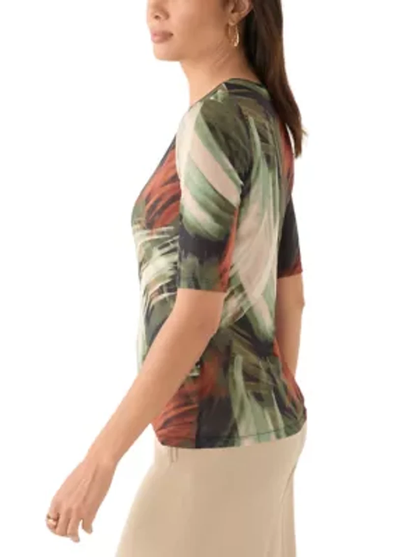 Women's Elbow Sleeve Printed T-Shirt
