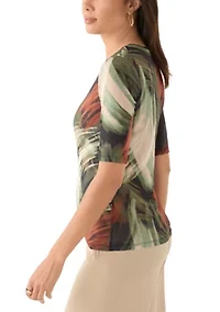 Women's Elbow Sleeve Printed T-Shirt