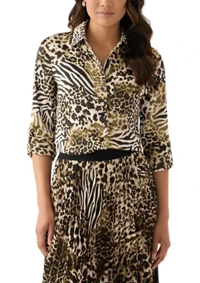 Women's Long Roll Tab Button Front Blouse