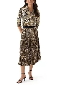 Women's Long Roll Tab Button Front Blouse