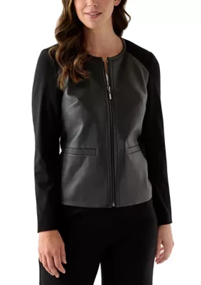 Women's Faux Leather Moto Jacket