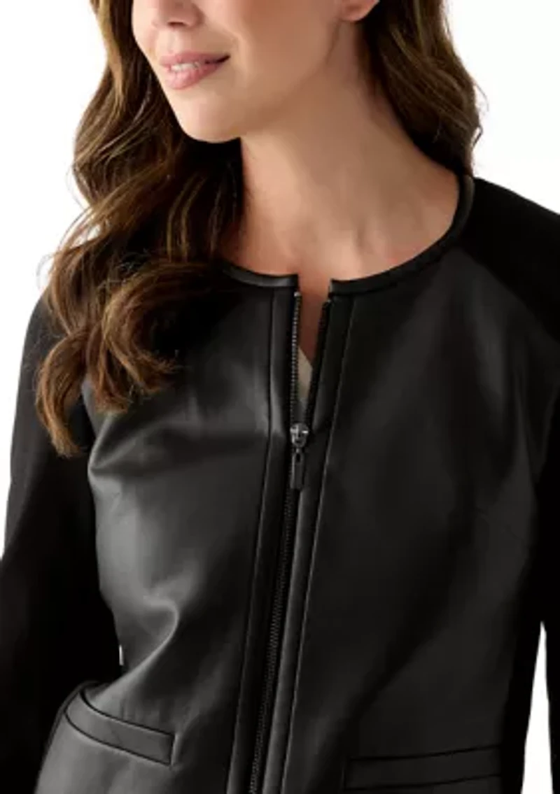 Women's Faux Leather Moto Jacket