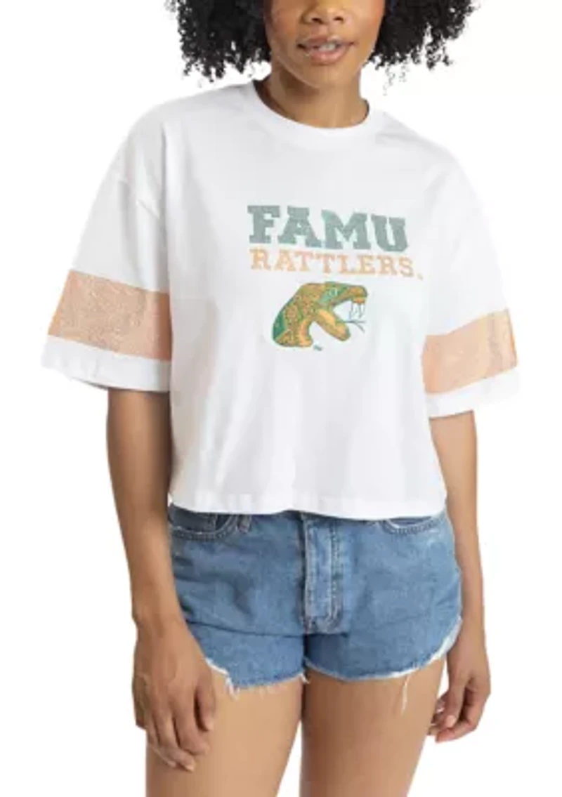 NCAA Florida A&M Rattlers Oversized Cropped Graphic T-Shirt