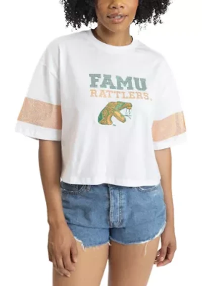 NCAA Florida A&M Rattlers Oversized Cropped Graphic T-Shirt