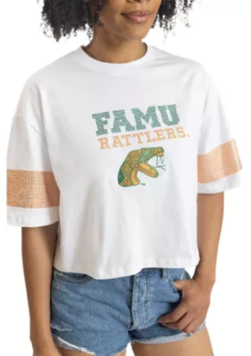 NCAA Florida A&M Rattlers Oversized Cropped Graphic T-Shirt