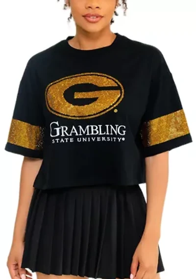 NCAA Grambling State Tigers Cropped Rhinestone T-Shirt