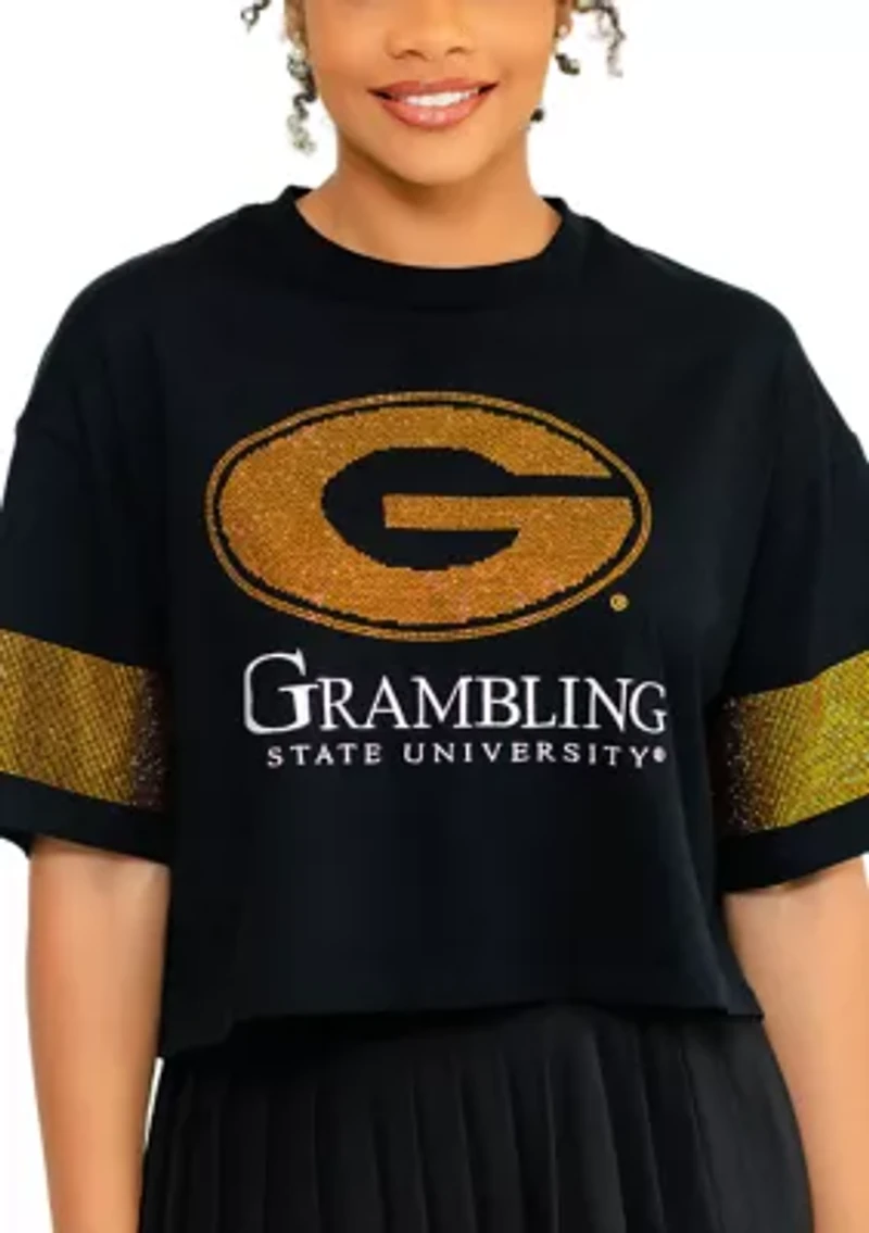 NCAA Grambling State Tigers Cropped Rhinestone T-Shirt