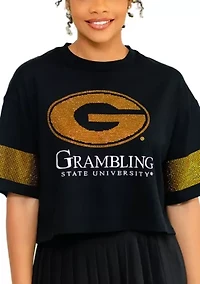 NCAA Grambling State Tigers Cropped Rhinestone T-Shirt
