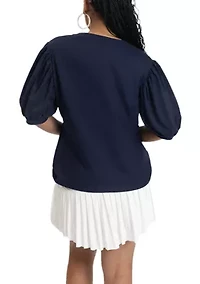 NCAA Jackson State Tigers V-Neck Puff Sleeve Top