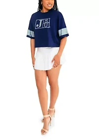 NCAA Jackson State Tigers University Cropped Rhinestone T-Shirt