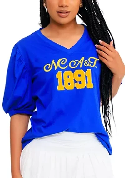 NCAA NC A&T Aggies V-Neck Puff Sleeve Top