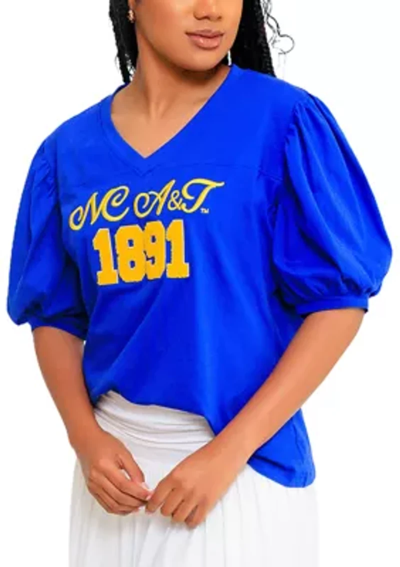 NCAA NC A&T Aggies V-Neck Puff Sleeve Top
