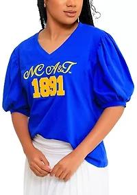 NCAA NC A&T Aggies V-Neck Puff Sleeve Top