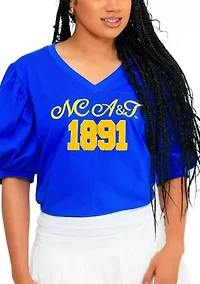 NCAA NC A&T Aggies V-Neck Puff Sleeve Top