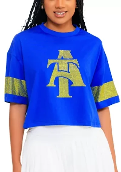 NCAA NC A&T Aggies Cropped Rhinestone T-Shirt