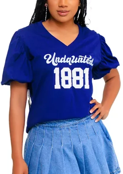 NCAA Spelman Jaguars V-Neck Puff Sleeve Top