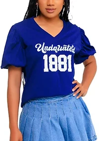NCAA Spelman Jaguars V-Neck Puff Sleeve Top