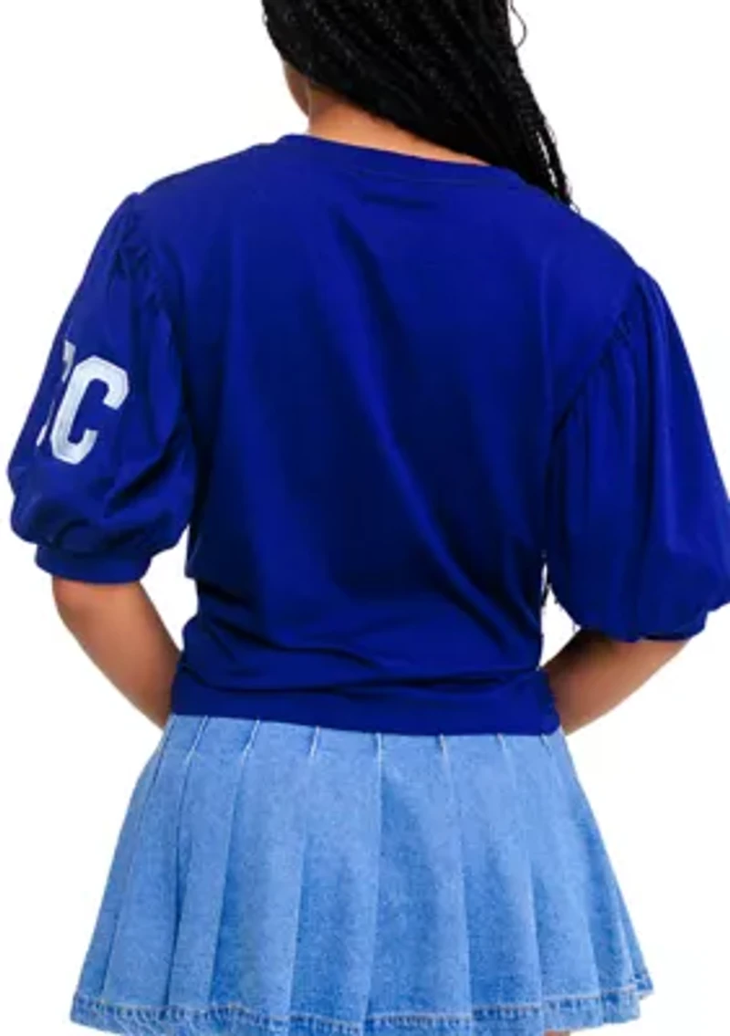 NCAA Spelman Jaguars V-Neck Puff Sleeve Top