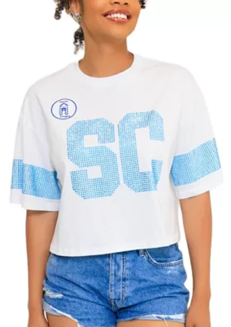 NCAA Spelman Jaguars Cropped Rhinestone T-Shirt