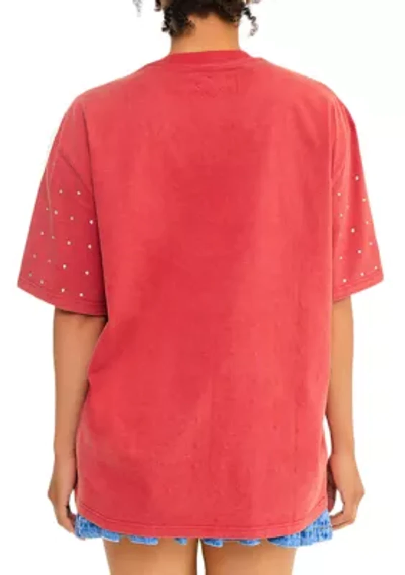 NCAA Tuskegee Golden Tigers Acid Wash Studded T-Shirt