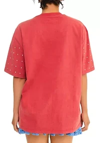 NCAA Tuskegee Golden Tigers Acid Wash Studded T-Shirt