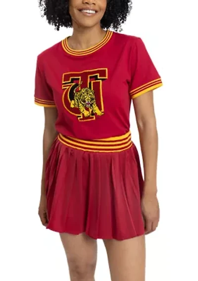 NCAA Tuskegee Golden Tigers University Pleated Tennis Skirt and T-Shirt Set