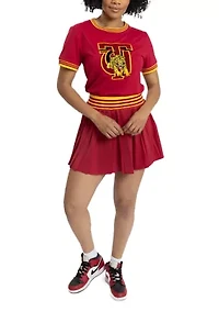 NCAA Tuskegee Golden Tigers University Pleated Tennis Skirt and T-Shirt Set