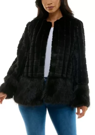Mixed faux fur jacket