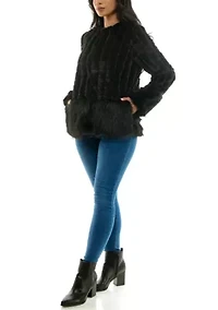 Mixed faux fur jacket