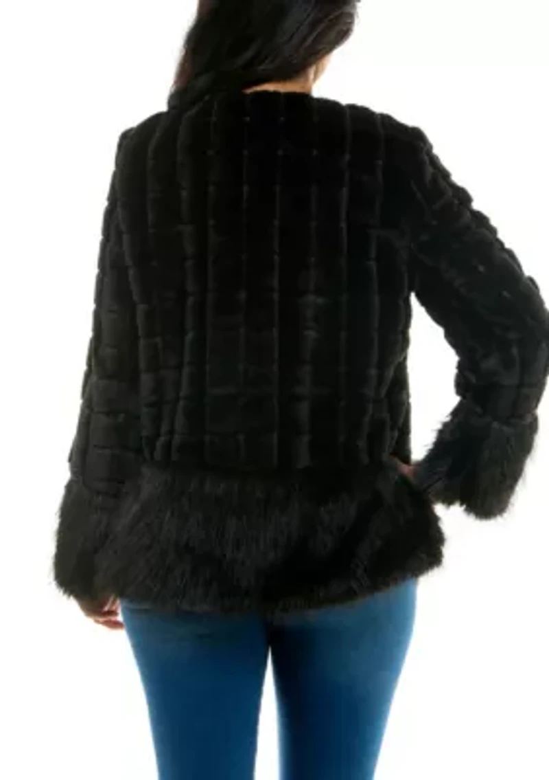 Mixed faux fur jacket