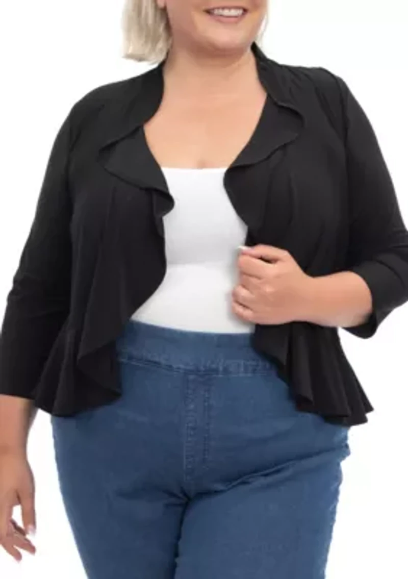 Ruffle front bolero mesh back