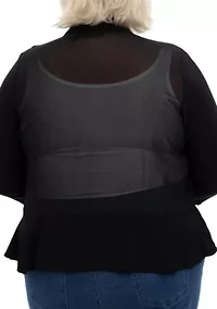 Ruffle front bolero mesh back